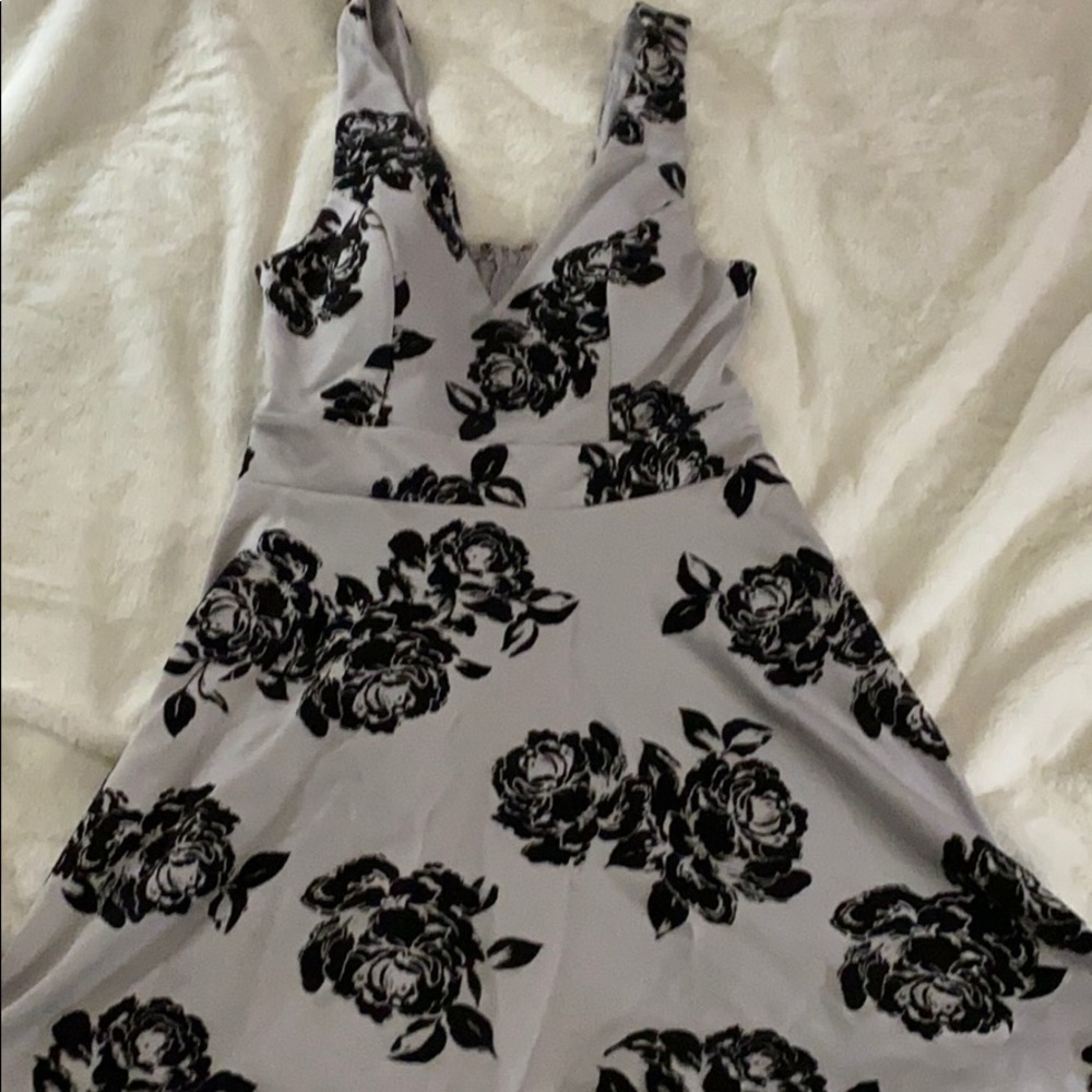 Grey with black flower dress